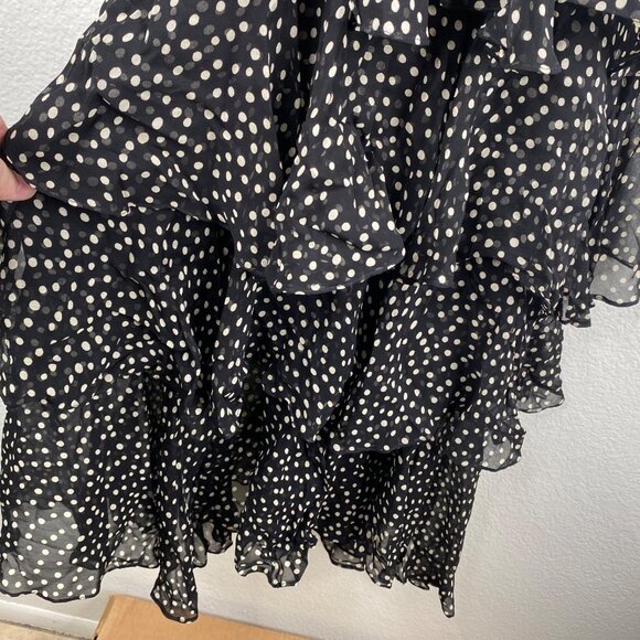 Jackie Bernard Eklektic Dress Low Back Ruffle Layers Polka Dot Black Sz 8 - Picture 8 of 15